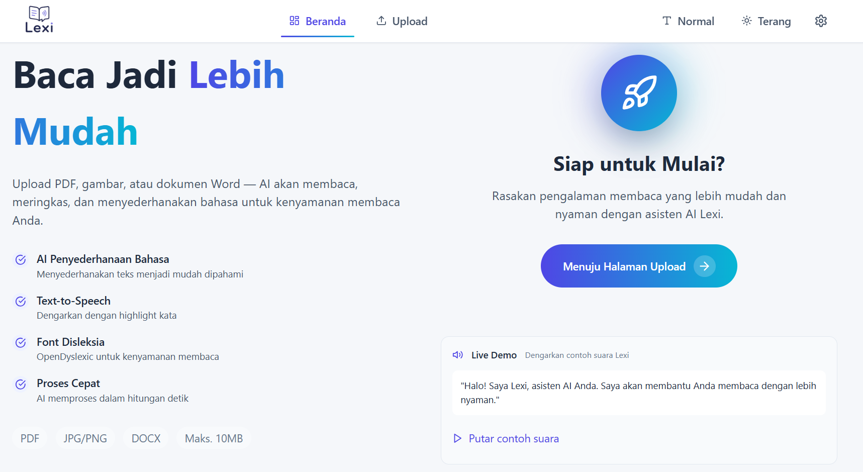 LEXI AI ASSISTANT UI